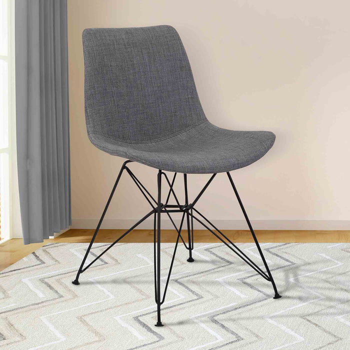 Palmetto Contemporary Dining Chair in Charcoal Fabric with Black Metal Legs