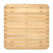 Portals Outdoor Square Coffee Table in Light Matte Sand Finish with Natural Teak Wood Top - Furniture City (CA)l