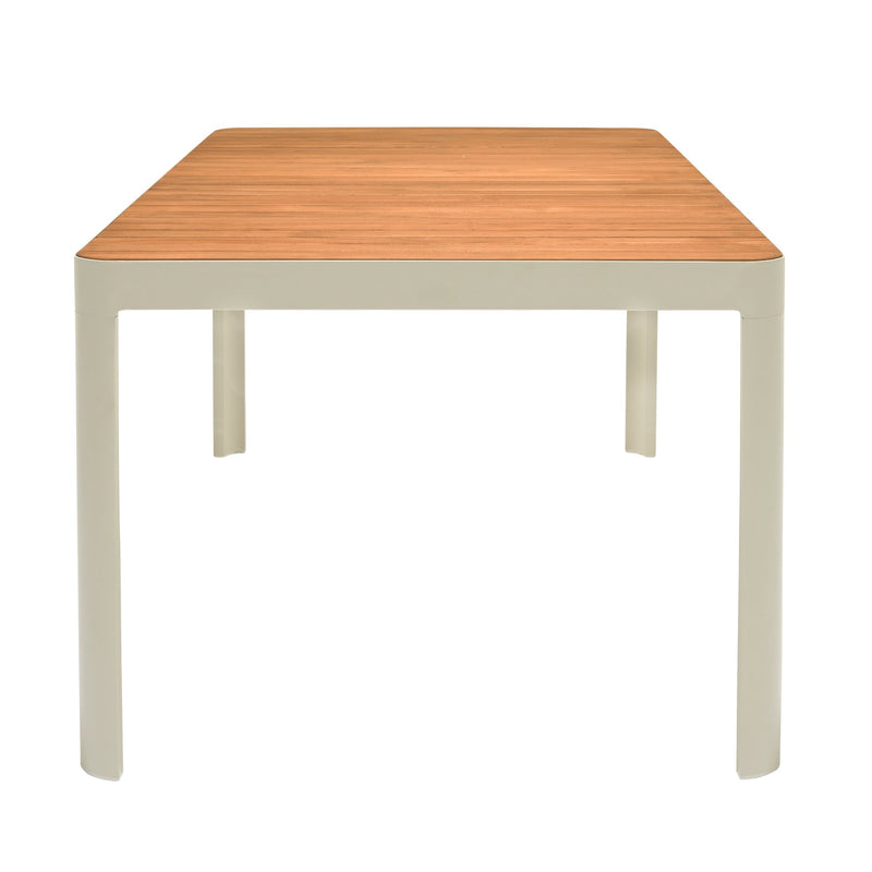 Portals Outdoor Rectangular Coral Sand Aluminum & Teak Wood Dining Table - Furniture City (CA)l