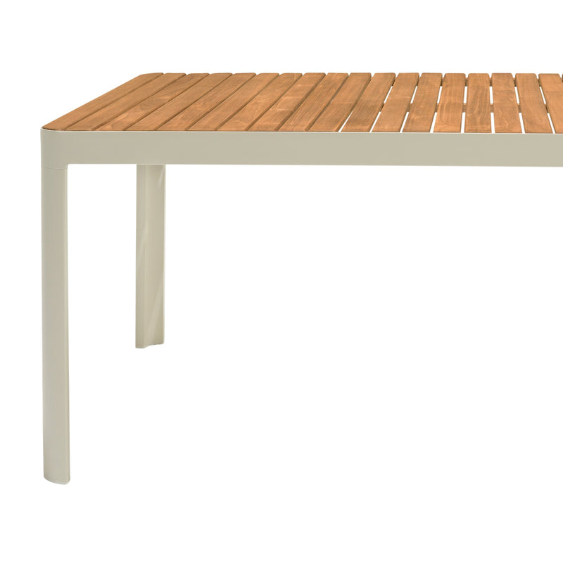 Portals Outdoor Rectangular Coral Sand Aluminum & Teak Wood Dining Table - Furniture City (CA)l