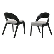 Polly Mid-Century Gray Upholstered Dining Chairs in Black Finish - Set of 2 - Furniture City (CA)l