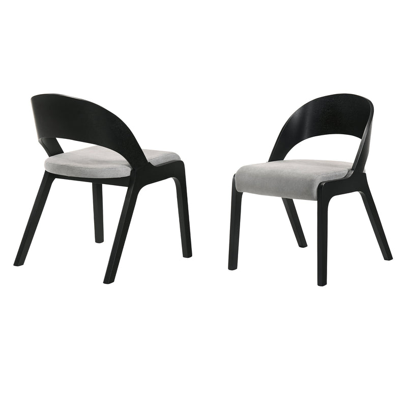 Polly Mid-Century Gray Upholstered Dining Chairs in Black Finish - Set of 2 - Furniture City (CA)l