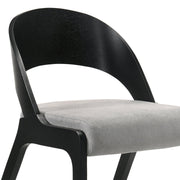 Polly Mid-Century Gray Upholstered Dining Chairs in Black Finish - Set of 2 - Furniture City (CA)l