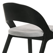Polly Mid-Century Gray Upholstered Dining Chairs in Black Finish - Set of 2 - Furniture City (CA)l