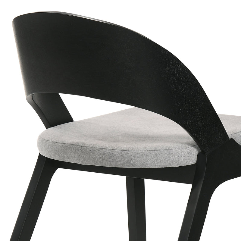 Polly Mid-Century Gray Upholstered Dining Chairs in Black Finish - Set of 2 - Furniture City (CA)l