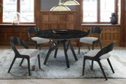 Polly Mid-Century Gray Upholstered Dining Chairs in Black Finish - Set of 2 - Furniture City (CA)l