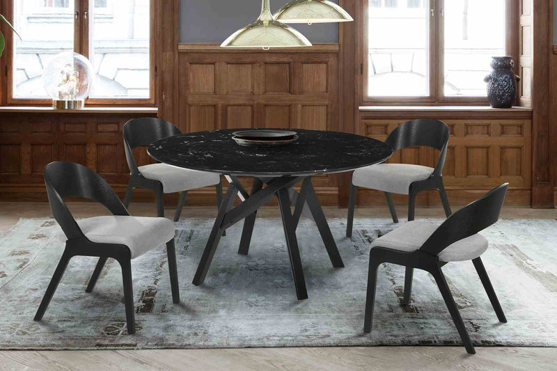 Polly Mid-Century Gray Upholstered Dining Chairs in Black Finish - Set of 2 - Furniture City (CA)l