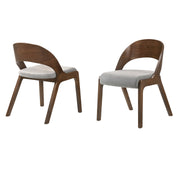Polly Mid-Century Gray Upholstered Dining Chairs in Walnut Finish - Set of 2 - Furniture City (CA)l