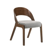 Polly Mid-Century Gray Upholstered Dining Chairs in Walnut Finish - Set of 2 - Furniture City (CA)l
