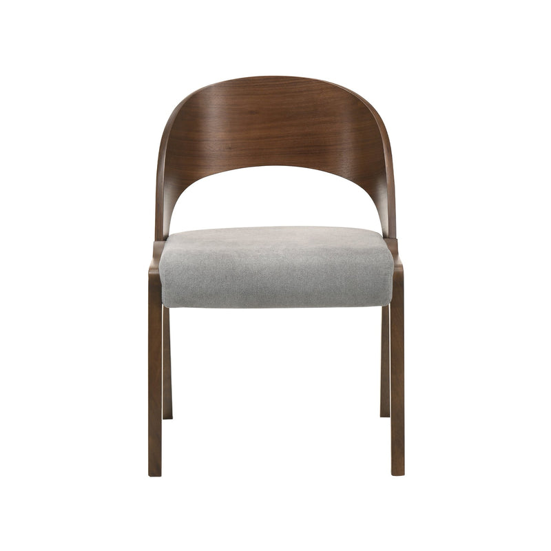 Polly Mid-Century Gray Upholstered Dining Chairs in Walnut Finish - Set of 2 - Furniture City (CA)l