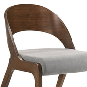 Polly Mid-Century Gray Upholstered Dining Chairs in Walnut Finish - Set of 2 - Furniture City (CA)l