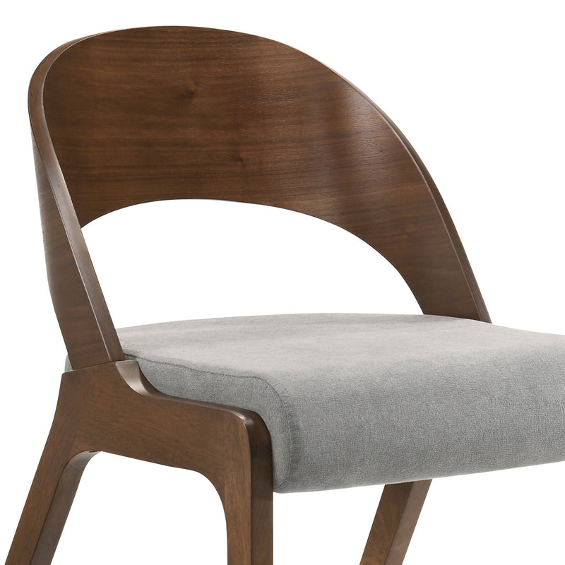 Polly Mid-Century Gray Upholstered Dining Chairs in Walnut Finish - Set of 2 - Furniture City (CA)l