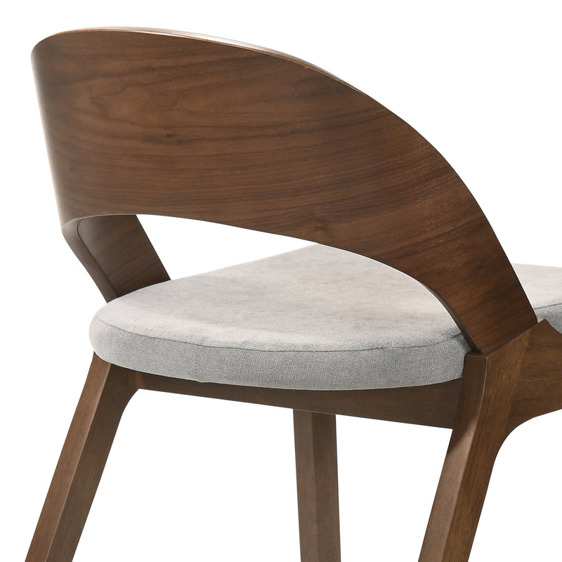 Polly Mid-Century Gray Upholstered Dining Chairs in Walnut Finish - Set of 2 - Furniture City (CA)l