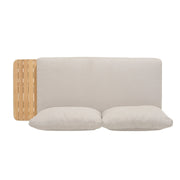 Portals Outdoor Sofa in Light Matte Sand Finish with Natural Teak Wood and Beige Cushions - Furniture City (CA)l
