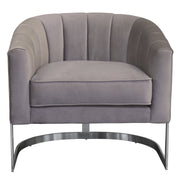 Paloma Contemporary Accent Chair in Brushed Stainless Steel Finish with Beige Fabric - Furniture City (CA)l