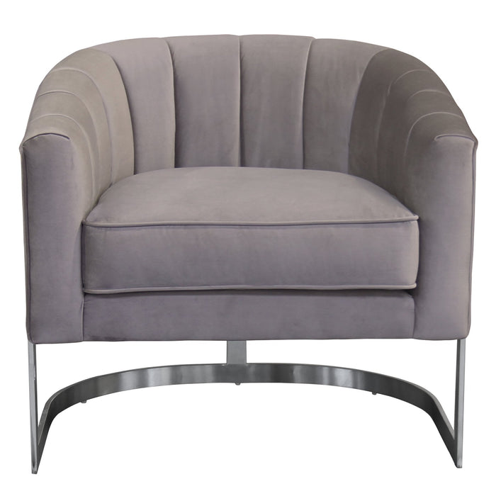 Paloma Contemporary Accent Chair in Brushed Stainless Steel Finish with Beige Fabric