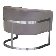 Paloma Contemporary Accent Chair in Brushed Stainless Steel Finish with Beige Fabric - Furniture City (CA)l