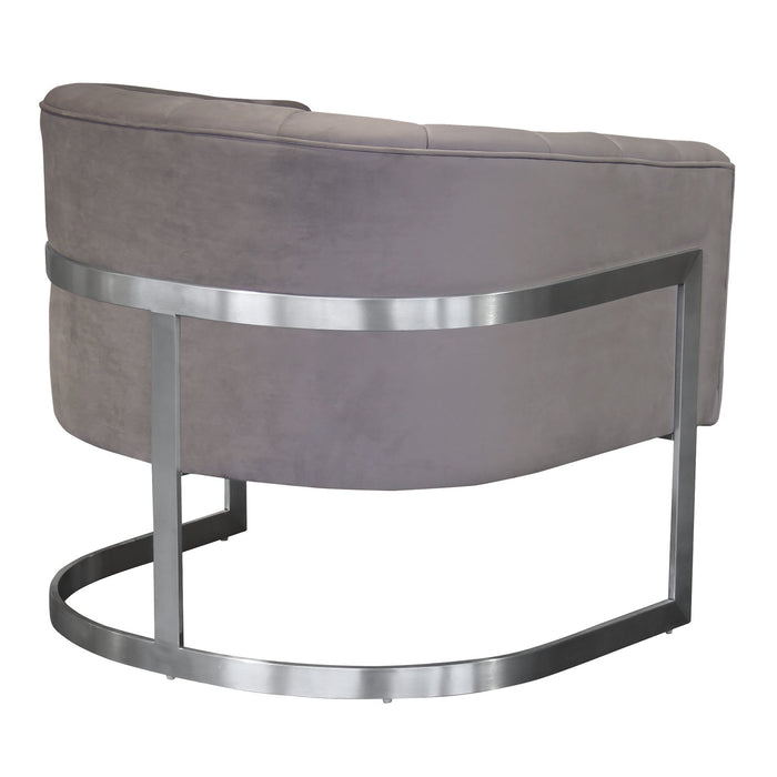 Paloma Contemporary Accent Chair in Brushed Stainless Steel Finish with Beige Fabric