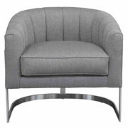 Paloma Contemporary Accent Chair in Brushed Stainless Steel Finish with Gray Fabric - Furniture City (CA)l