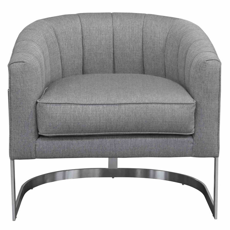 Paloma Contemporary Accent Chair in Brushed Stainless Steel Finish with Gray Fabric - Furniture City (CA)l