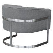 Paloma Contemporary Accent Chair in Brushed Stainless Steel Finish with Gray Fabric - Furniture City (CA)l