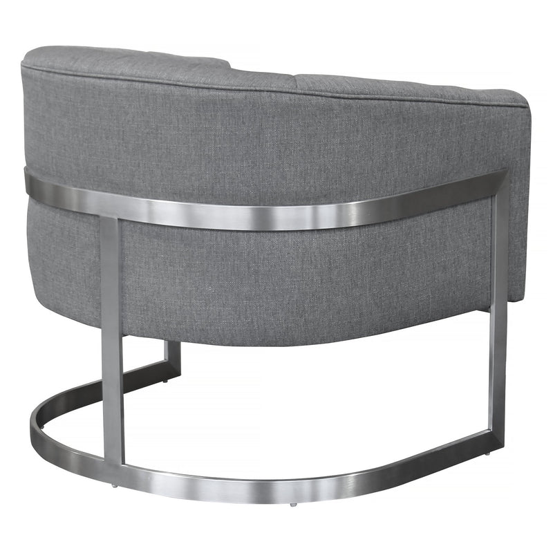 Paloma Contemporary Accent Chair in Brushed Stainless Steel Finish with Gray Fabric - Furniture City (CA)l