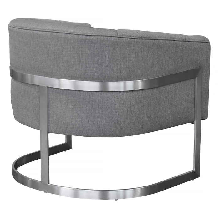 Paloma Contemporary Accent Chair in Brushed Stainless Steel Finish with Gray Fabric