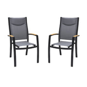 Panama Outdoor Black Aluminum Stacking Dining Chair - Set of 2 - Furniture City (CA)l