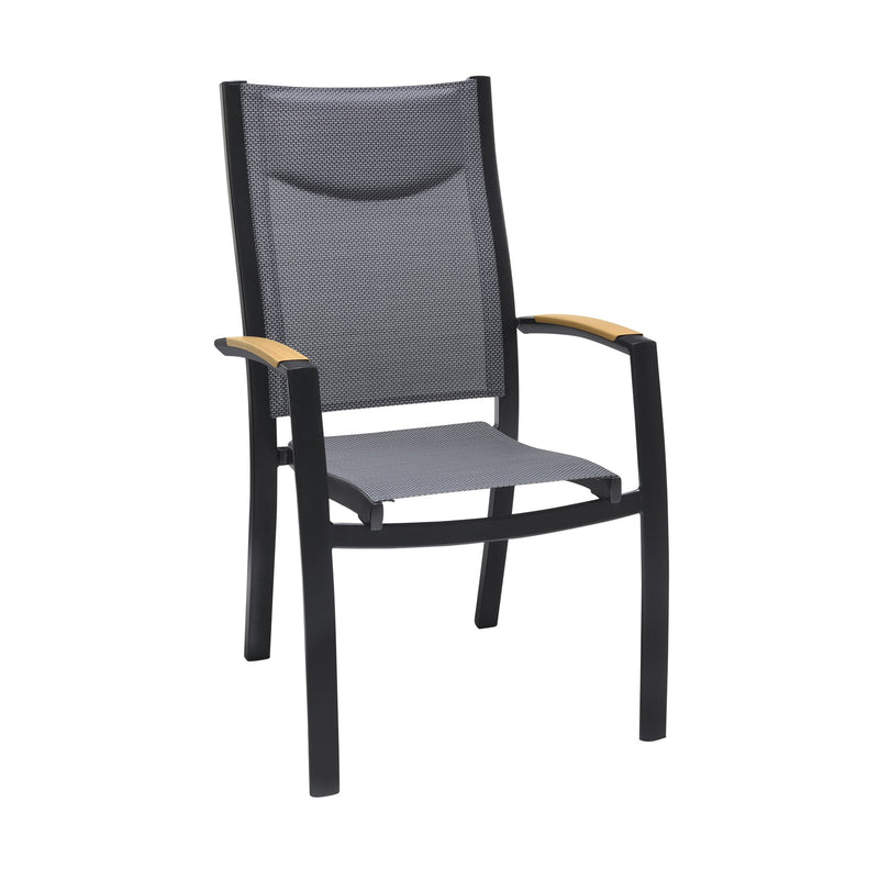 Panama Outdoor Black Aluminum Stacking Dining Chair - Set of 2 - Furniture City (CA)l