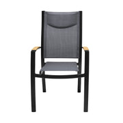 Panama Outdoor Black Aluminum Stacking Dining Chair - Set of 2 - Furniture City (CA)l