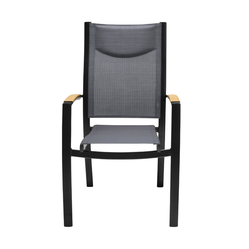 Panama Outdoor Black Aluminum Stacking Dining Chair - Set of 2 - Furniture City (CA)l