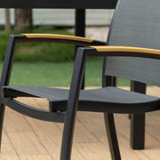 Panama Outdoor Black Aluminum Stacking Dining Chair - Set of 2 - Furniture City (CA)l