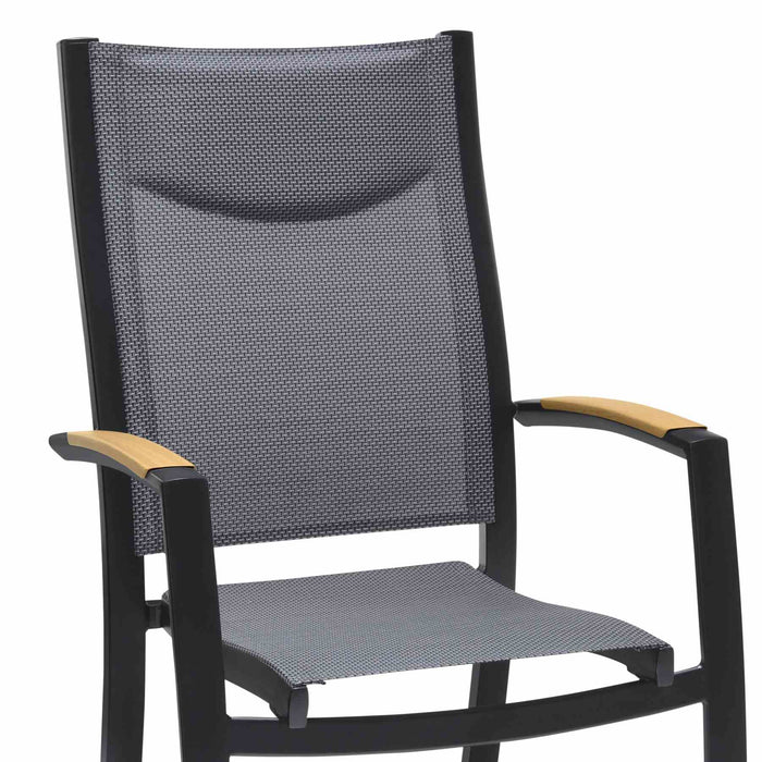 Panama Outdoor Black Aluminum Stacking Dining Chair - Set of 2