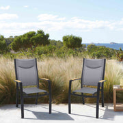 Panama Outdoor Black Aluminum Stacking Dining Chair - Set of 2 - Furniture City (CA)l