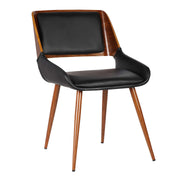 Panda Mid-Century Dining Chair in Walnut Finish and Black Faux Leather - Furniture City (CA)l