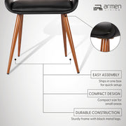 Panda Mid-Century Dining Chair in Walnut Finish and Black Faux Leather - Furniture City (CA)l