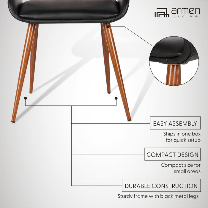 Panda Mid-Century Dining Chair in Walnut Finish and Black Faux Leather