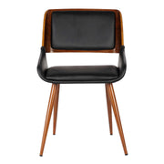 Panda Mid-Century Dining Chair in Walnut Finish and Black Faux Leather - Furniture City (CA)l