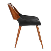 Panda Mid-Century Dining Chair in Walnut Finish and Black Faux Leather - Furniture City (CA)l