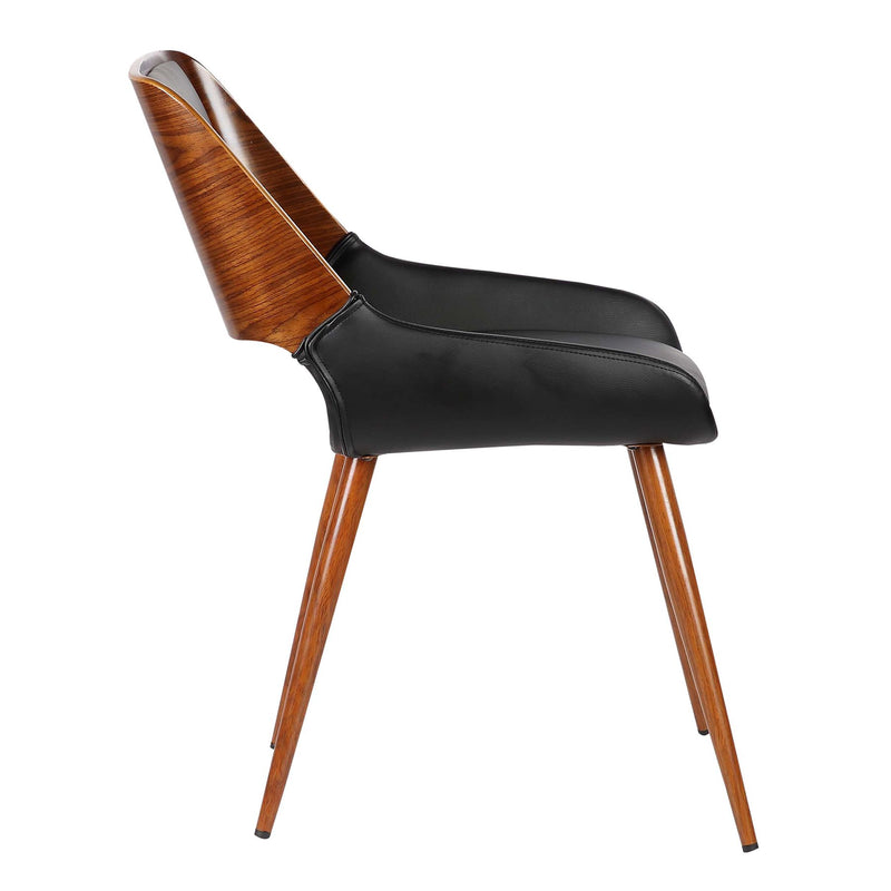 Panda Mid-Century Dining Chair in Walnut Finish and Black Faux Leather - Furniture City (CA)l