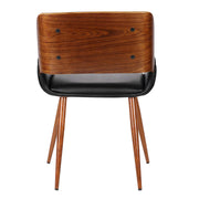 Panda Mid-Century Dining Chair in Walnut Finish and Black Faux Leather - Furniture City (CA)l