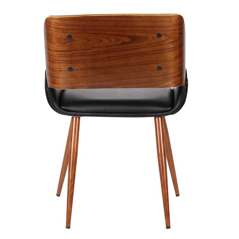 Panda Mid-Century Dining Chair in Walnut Finish and Black Faux Leather - Furniture City (CA)l