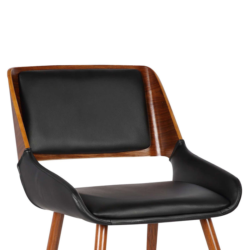 Panda Mid-Century Dining Chair in Walnut Finish and Black Faux Leather - Furniture City (CA)l