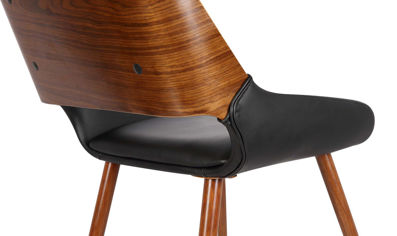 Panda Mid-Century Dining Chair in Walnut Finish and Black Faux Leather - Furniture City (CA)l