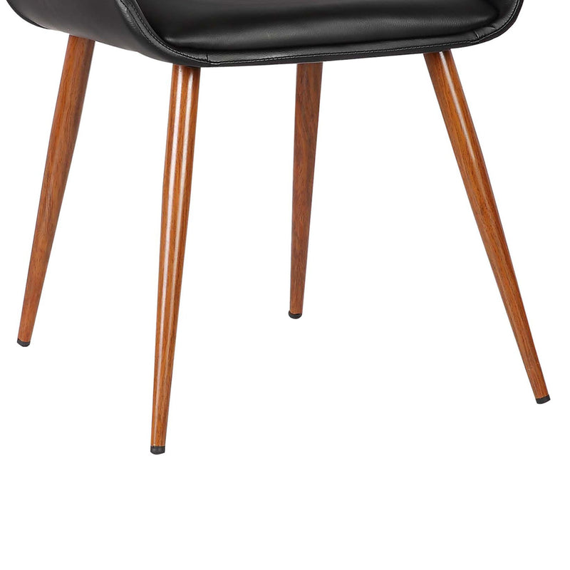 Panda Mid-Century Dining Chair in Walnut Finish and Black Faux Leather - Furniture City (CA)l