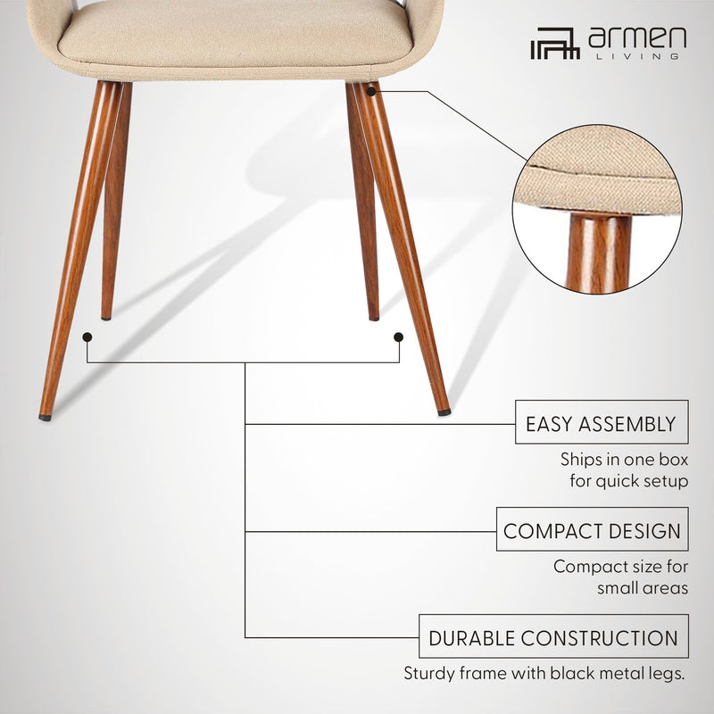 Panda Mid-Century Dining Chair in Walnut Finish and Brown Fabric - Furniture City (CA)l