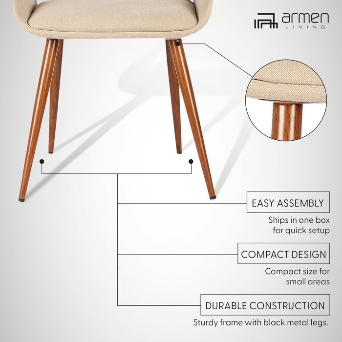 Panda Mid-Century Dining Chair in Walnut Finish and Brown Fabric