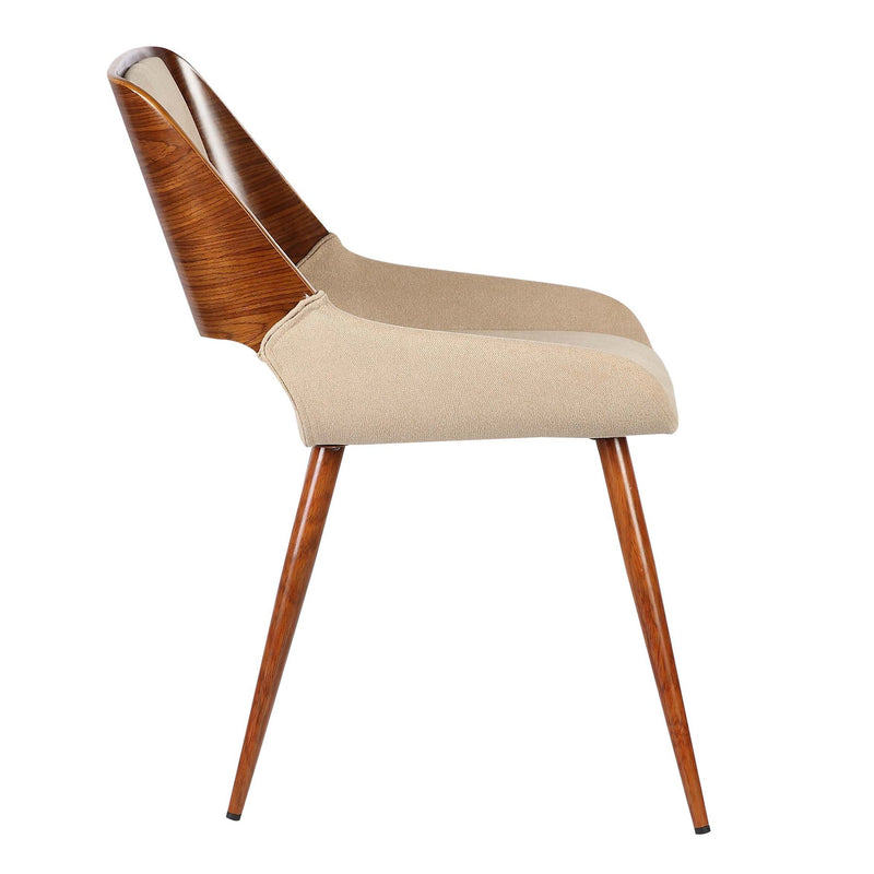 Panda Mid-Century Dining Chair in Walnut Finish and Brown Fabric - Furniture City (CA)l