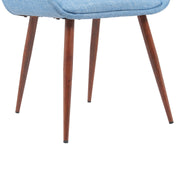 Panda Mid-Century Upholstered Dining Chair in Walnut Finish with Light Blue Fabric Seat - Furniture City (CA)l
