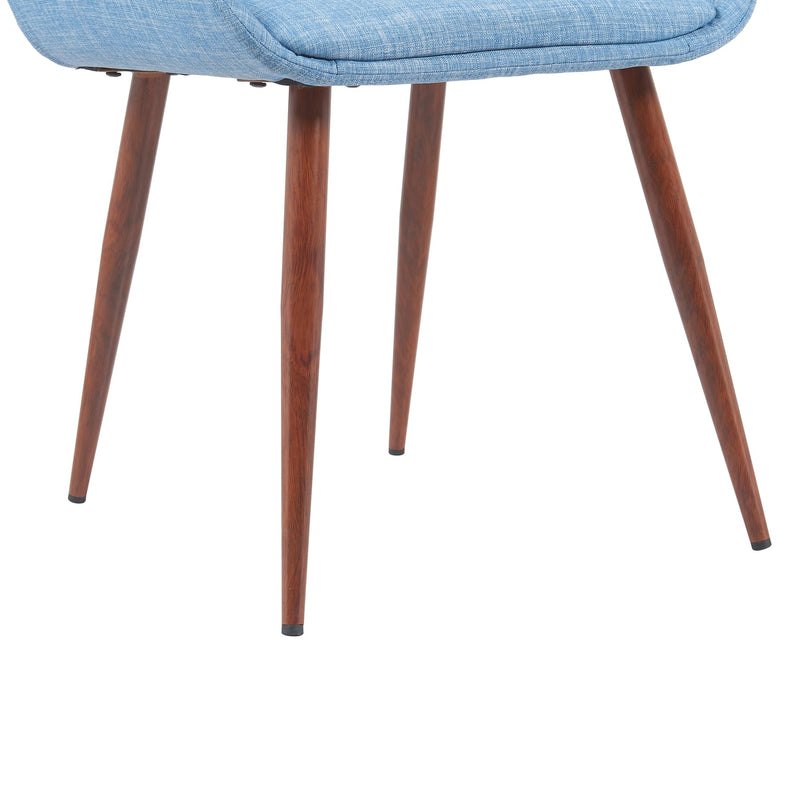 Panda Mid-Century Upholstered Dining Chair in Walnut Finish with Light Blue Fabric Seat - Furniture City (CA)l